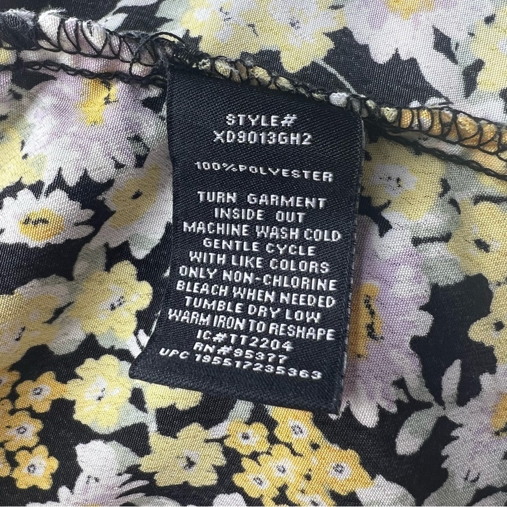Social Standard by Sanctuary Black Yellow Floral Shoulder Tie Smocked Midi Dress - Picture 12 of 13